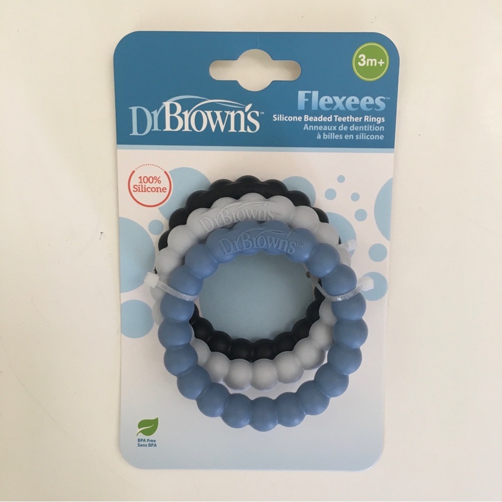 NEW 3 Silicone Beaded Teether Rings Flexees Ages 3M+ | Dr Brown’s